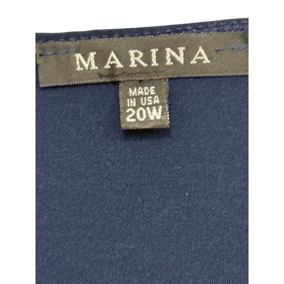 Marina Navy Blue Beaded sheer sleeve tunic Asymmetrical Hem Sz 20W Dark Romantic - Picture 6 of 12